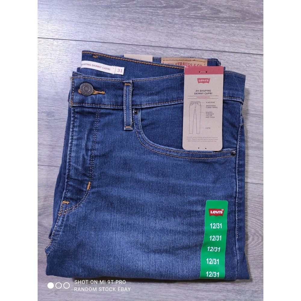 Levi's 311 Shaping Skinny Capri 31 Blue Stellar Stretch Denim Jeans Women